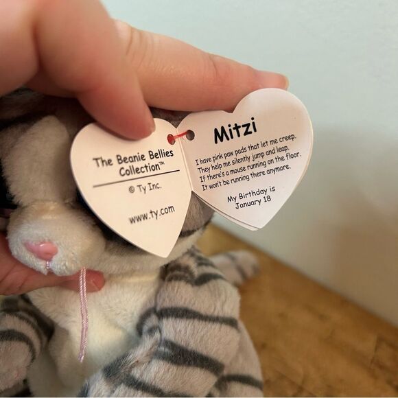 TY Beanie Bellies Mitzi The Tabby Cat Stuffed Animal Plush Toy Great Preused Con - Picture 3 of 8
